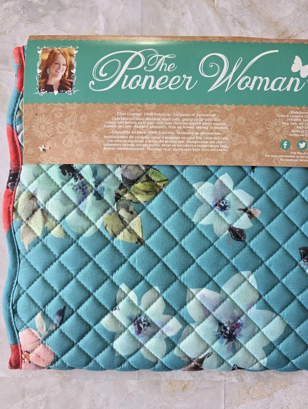 Pioneer Woman Vintage Bloom Reversible Quilted Table Runner 14x72 Cottagecore